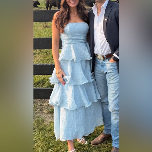 Giavana Strapless Layered Midi Dress Pale Blue - Selfie Leslie - Picture 5 of 5